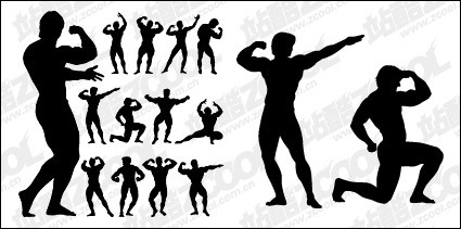 materiale di bodybuilding azione figura silhouette vettoriali