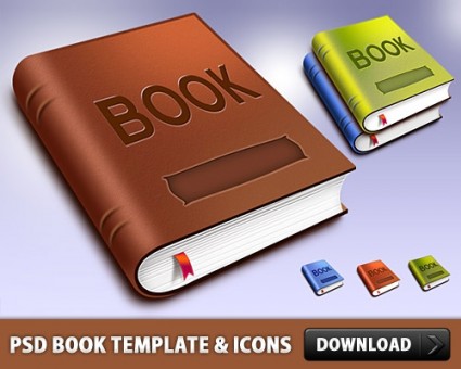 Livro modelo e ícones grátis psd arquivo