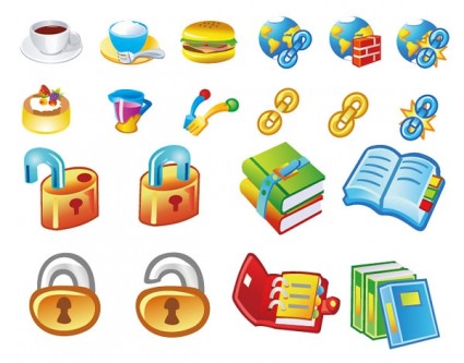 Books And Food Lock Link Icon Vector