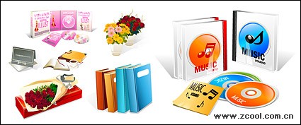 libri come icona del cd rom vettoriale materiali mazzi