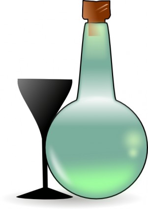 アブサンとカップのクリップアートのボトル