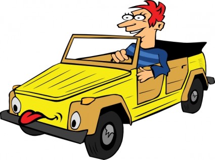 Junge fahren Auto Cartoon ClipArt
