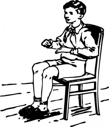 男孩坐在椅子上剪貼畫