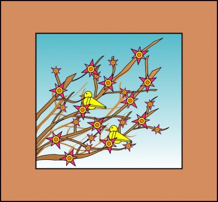 Ramos flores aves clip-art
