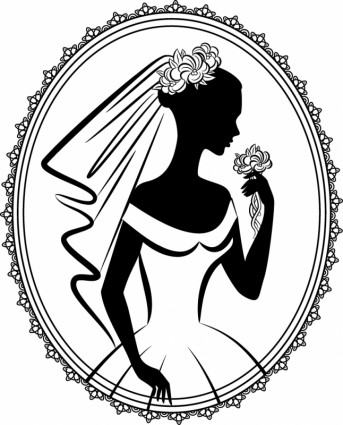 dessin au trait mariée silhouette vecteur