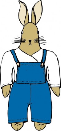 Bunny In Overalls Front View Clip Art