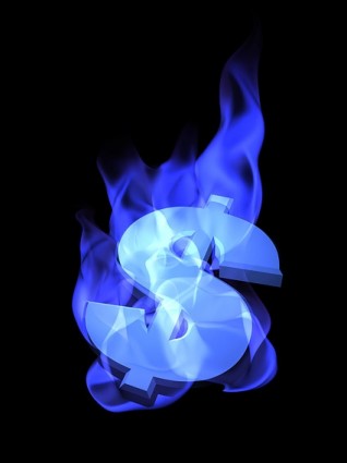 pembakaran uang simbol gambar