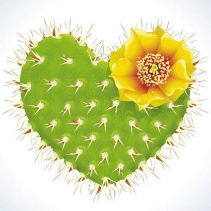 kaktüs çiçeği romantik heartshaped tasarlamak vektör