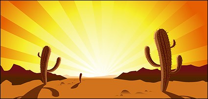 サボテンの砂漠の日の出