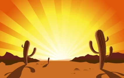 砂漠の日の出のサボテン