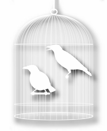 jaula con un vector de la silueta de pájaro