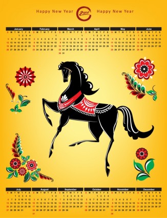 カレンダーの聖霊降臨祭の馬と花