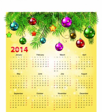 Calendar With Christmas Ball