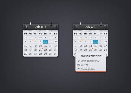 calendário com visualização de evento