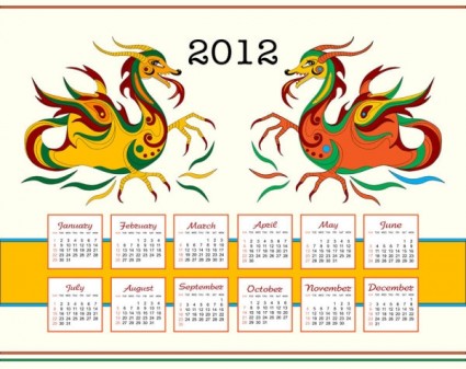 Calendar Year Of The Dragon Vector