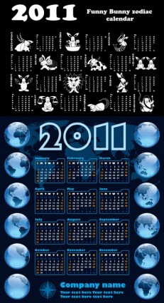 Calendario anno del vettore del coniglio