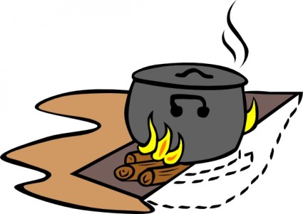 篝火和烹飪起重機的剪貼畫
