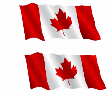 カナダ国旗が風になびいて