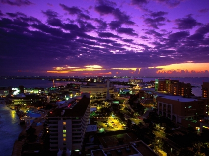 Cancun At Twilight Wallpaper Mexico World