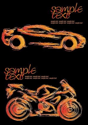 Car And Motorcycle Vector Strokes