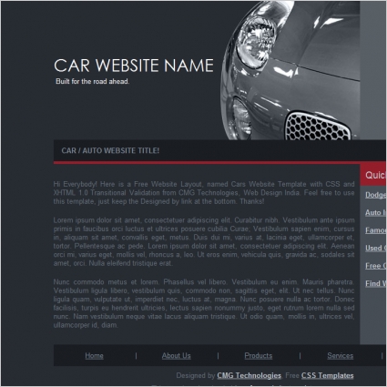 szablon strony internetowej samochodu