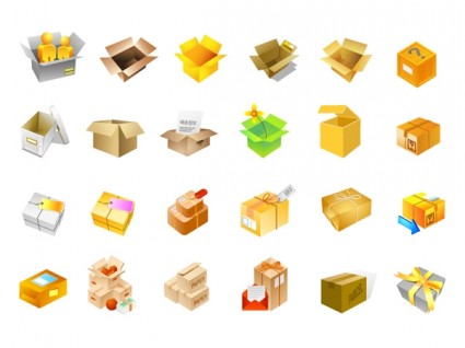 Cardboard Boxes Of Vector Icons