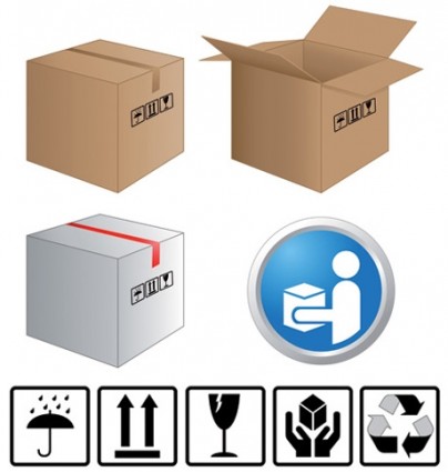 cajas de cartón y cartón etiquetas vector