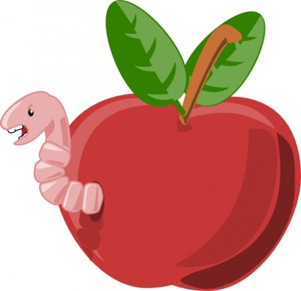 卡通苹果与蠕虫剪贴画