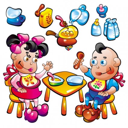 Cartoon Baby Food Toys Vector