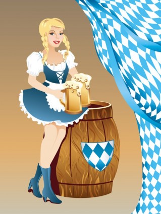 Cartoon Beer Girl Vector