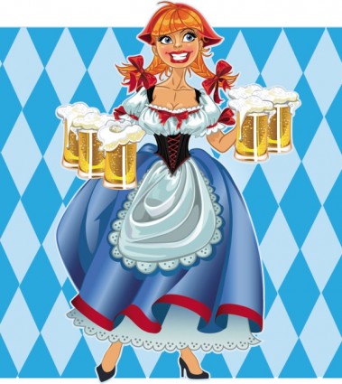 мультфильм пиво девушка вектор
