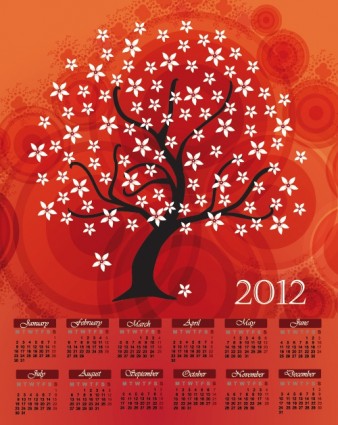 卡通樹枝日曆向量