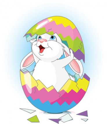 Cartoon Bunny And Egg Vector