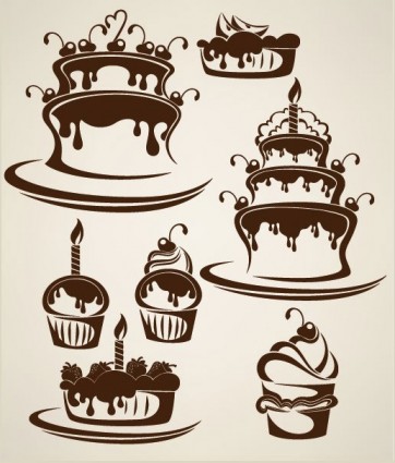 dessin animé gâteau illustration silhouette vecteur
