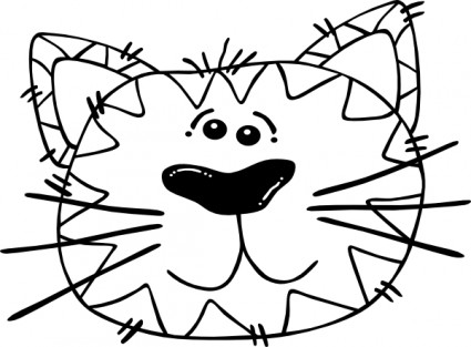 kartun kucing wajah garis clip art