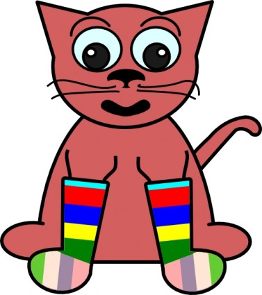 kartun kucing di rainbow kaus kaki clip art
