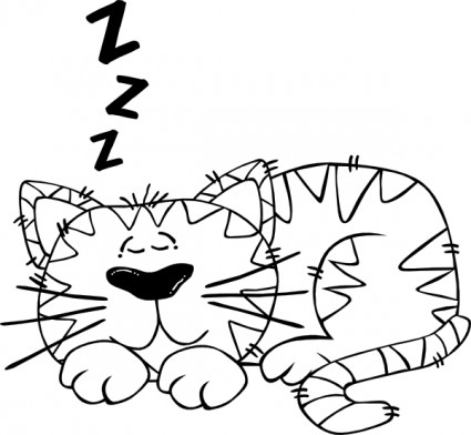 kartun kucing tidur garis clip art