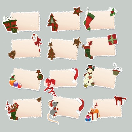 dibujos animados de vector de etiqueta de elemento de Navidad