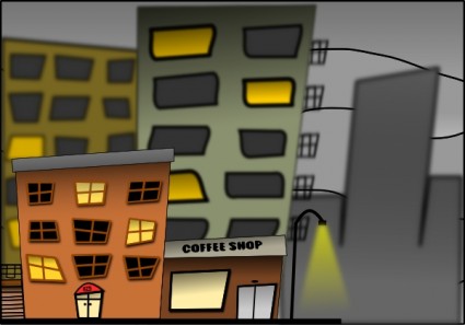 kreskówka miasto ulica w nocy