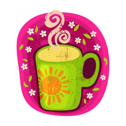 vector de dibujos animados taza café pegatinas