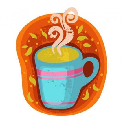 Cartoon Coffee Cup Stickers Vector