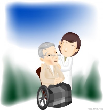 caricature femme médecin le vecteur vieux patient