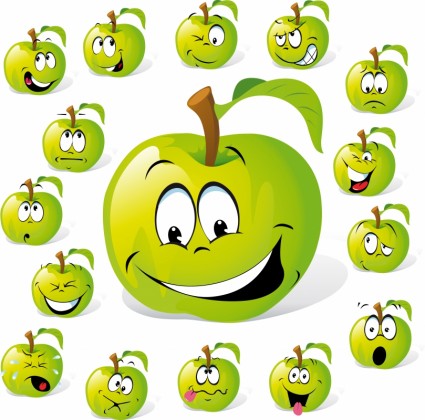 vector de expresión de fruta de dibujos animados