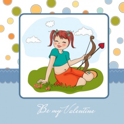 Cartoon Girl Card Vector