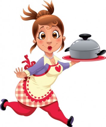 image de dessin animé de vecteur de cuisiniers et serveurs
