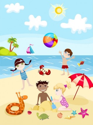 мультфильма дети летом вектор