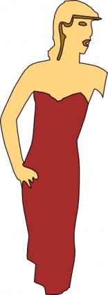 kartun wanita mengenakan busana gaun clip art