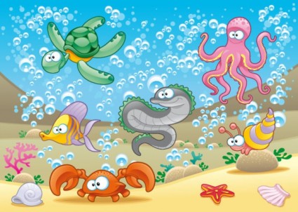 Cartoon Marine Animals Vector