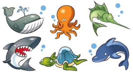 vector de vida marina de dibujos animados