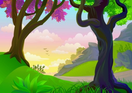 vector de paisaje natural de dibujos animados